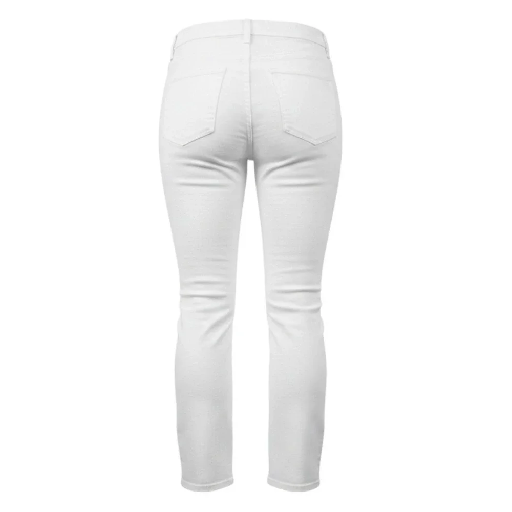 White Cropped Slim Jeans Women's 28 Tory Burch Designer Stretch Denim Preppy